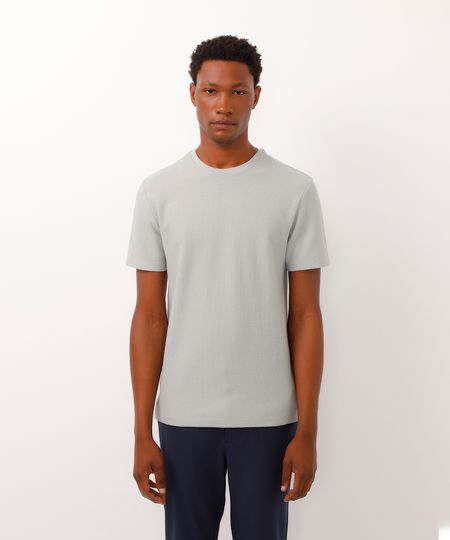 camiseta texturizada slim fit de algodão peruano verde G camiseta texturizada slim fit de algodão peruano verde G