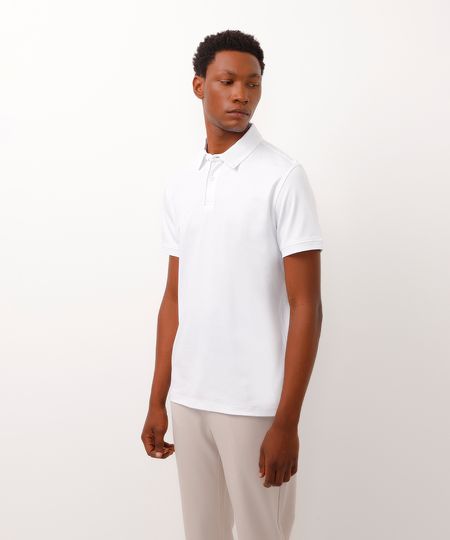 polo slim fit de algodão branco GG