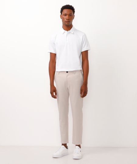 calça chino slim de alfaiataria masculina com elástico no cós bege 38 calça chino slim de alfaiataria masculina com elástico no cós bege 38