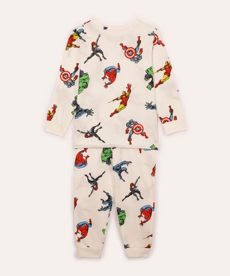 pijama de algodão infantil avengers off white 6