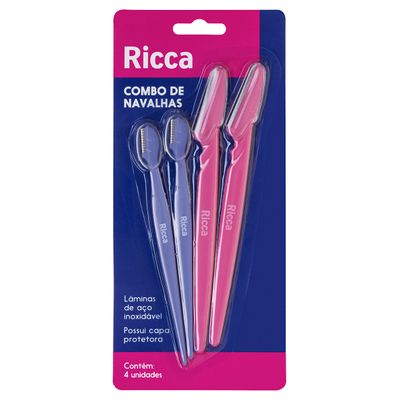 navalha para sobrancelha ricca 4 unidades