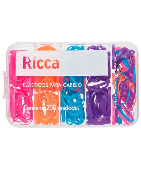 elásticos coloridos 200 unidades com case ricca UNICO