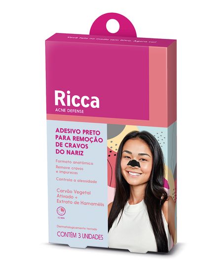 adesivo preto para remoção de cravos do nariz ricca UNICO adesivo preto para remoção de cravos do nariz ricca UNICO