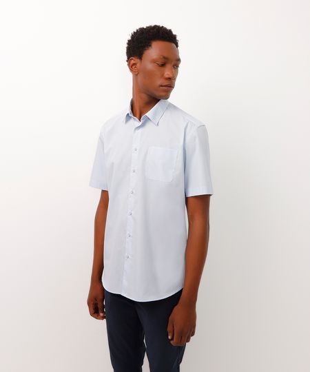 camisa manga curta com bolso azul 1