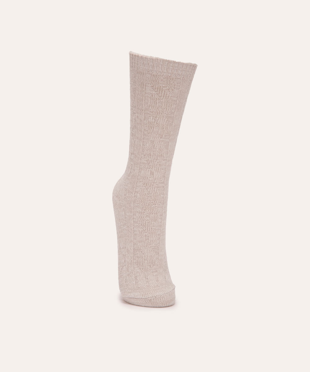 meia de tricot cano alto cinza