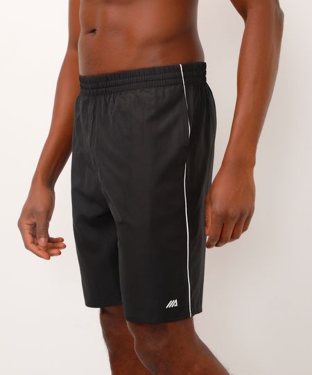 bermuda reta com nervuras na lateral esportiva ace preta GG bermuda reta com nervuras na lateral esportiva ace preta GG