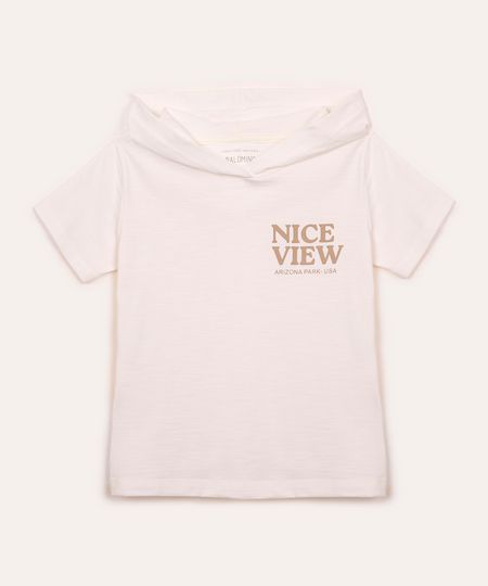 camiseta de algodão infantil flamê com capuz branca 4