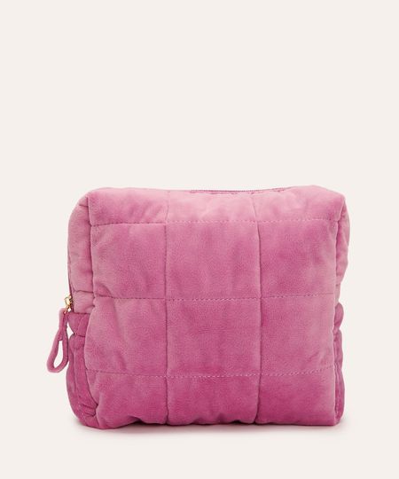 nécessaire tijolo de veludo matelassê rosa UNICO