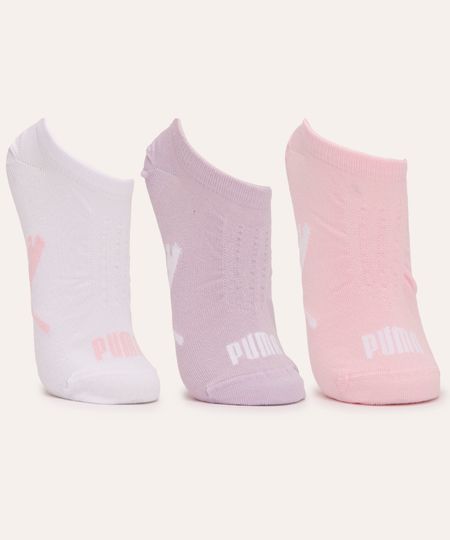 kit de 3 pares de meias sapatilha puma lilás 34-39 kit de 3 pares de meias sapatilha puma lilás 34-39
