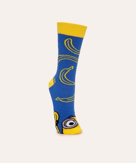 meia cano longo minions azul 41-43