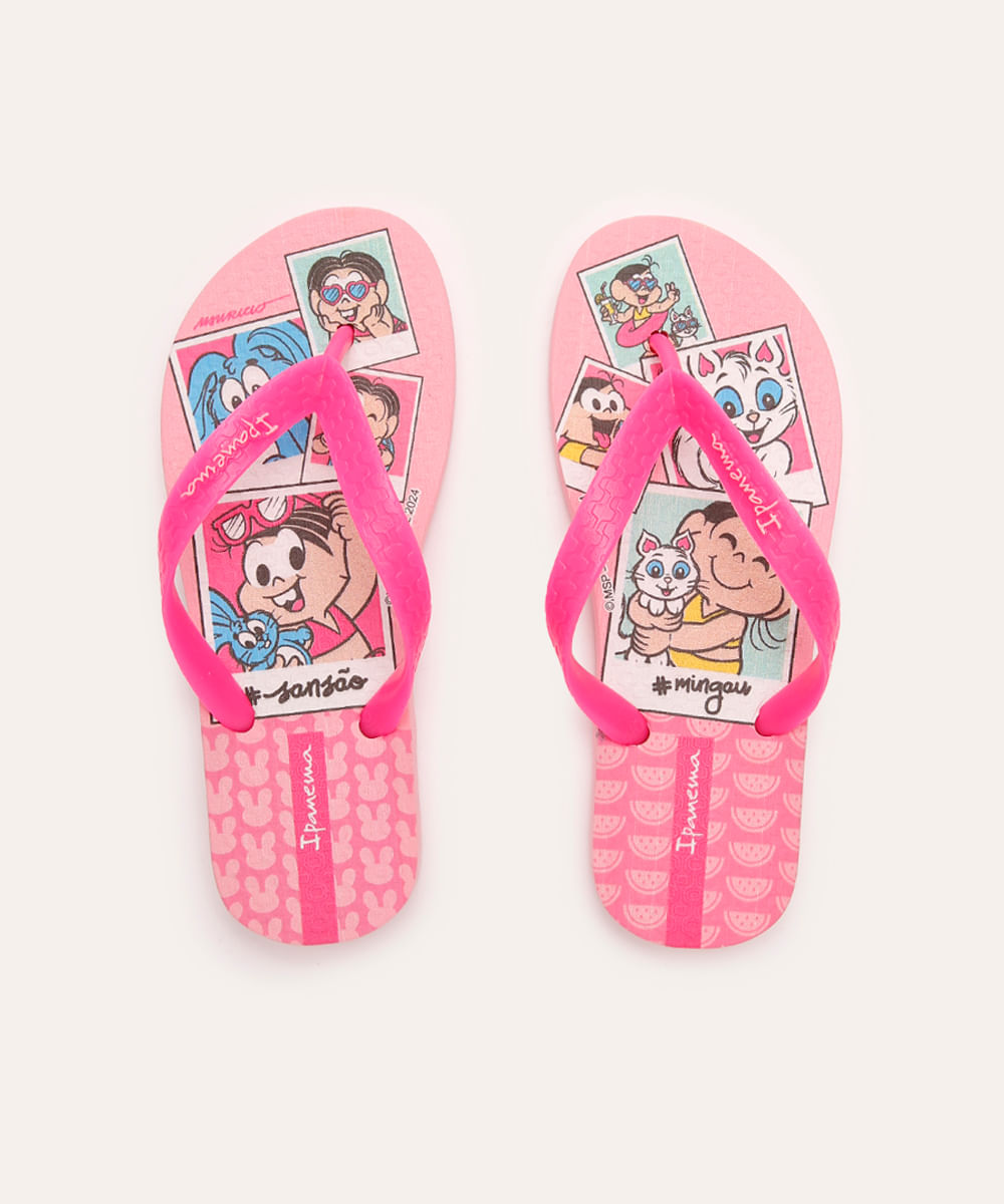 chinelo ipanema turma da mônica rosa