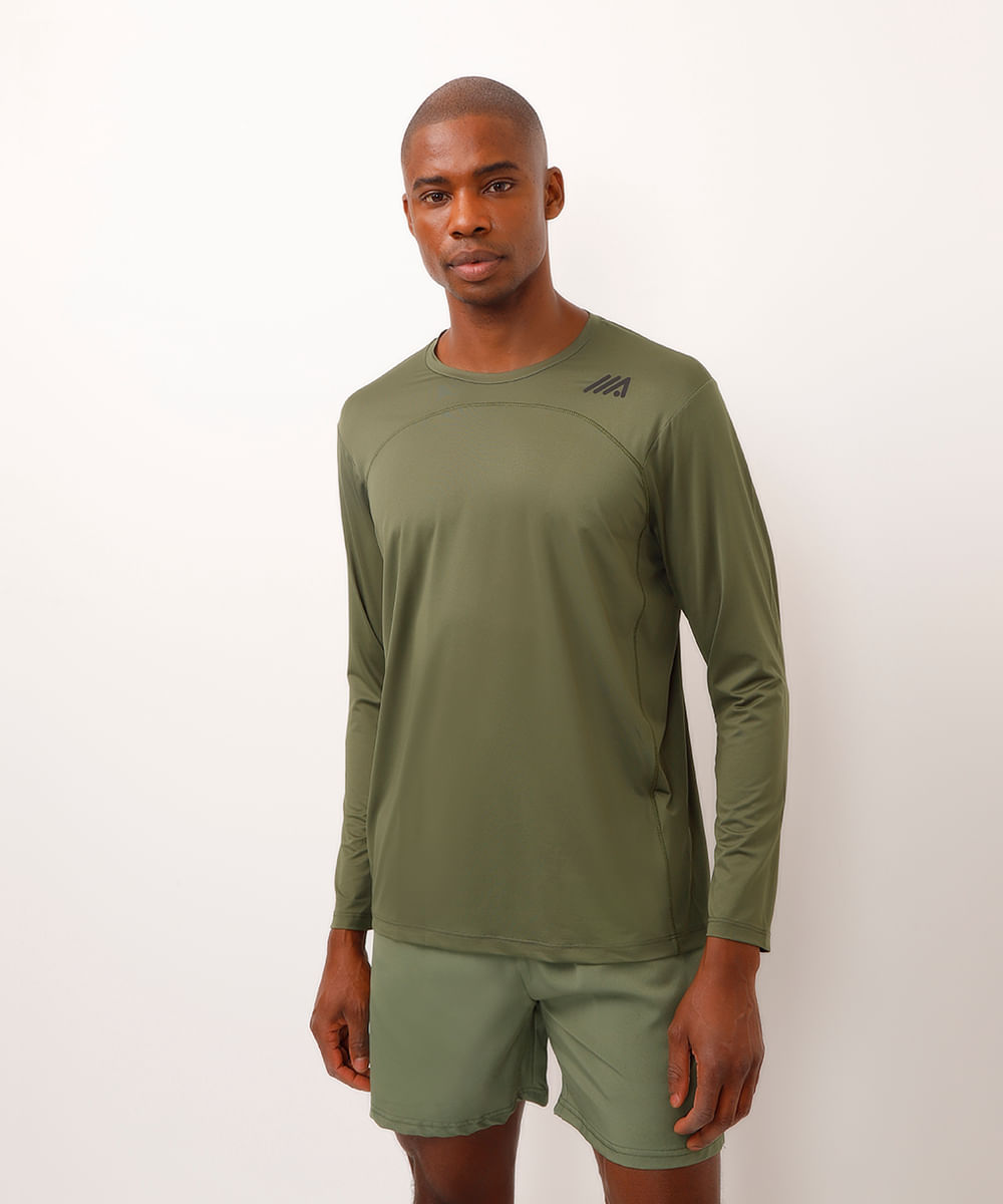 camiseta raglan esportiva ace verde militar