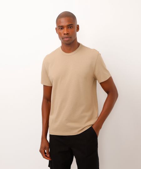 camiseta de algodão texturizada bege PP