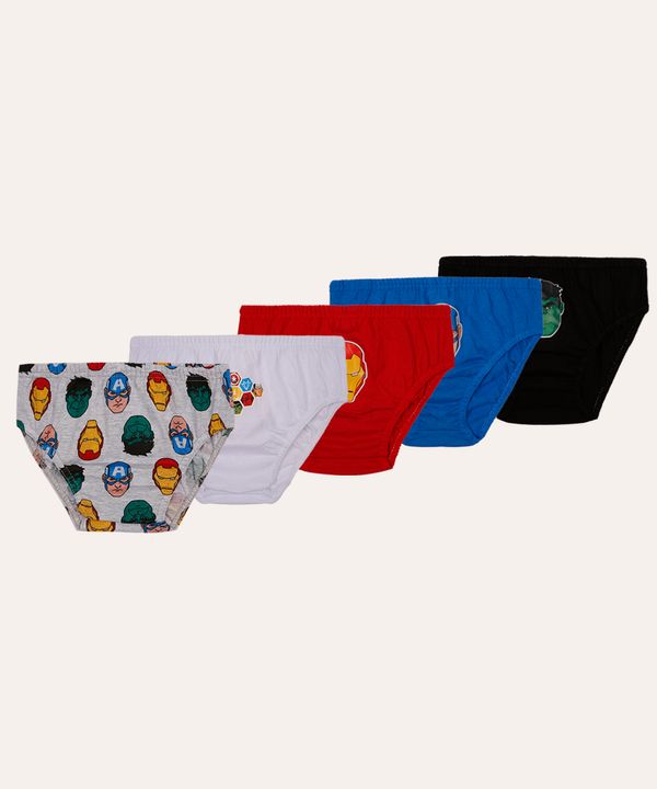 kit de 5 cuecas infantil avengers colorido 10