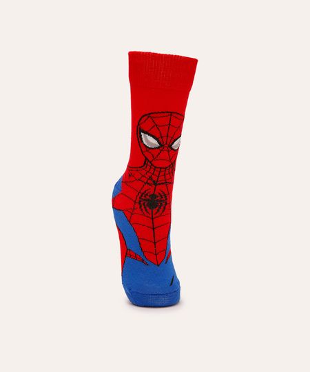 meia infantil cano alto homem aranha vermelha 26-29