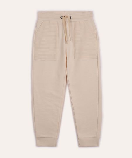 calça jogger infantil de moletom bege 4