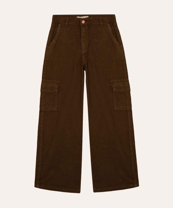 calça wide leg cargo de sarja juvenil verde 16