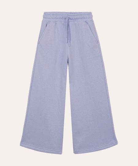 calça de moletom infantil wide leg azul 4
