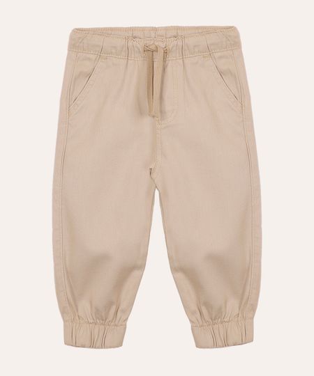 calça jogger de sarja infantil bege 1