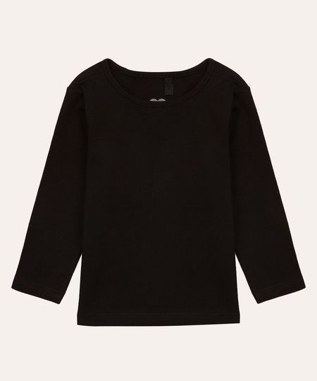 blusa de algodão infantil preta 4