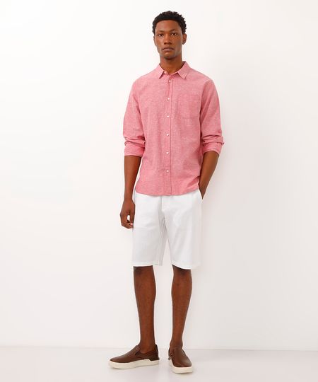 bermuda reta de alfaiataria com linho - off white 38 bermuda reta de alfaiataria com linho - off white 38