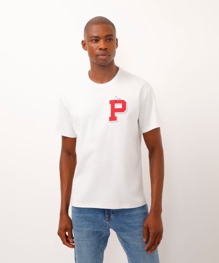 camiseta de moletinho relaxed snoopy off white PP camiseta de moletinho relaxed snoopy off white PP