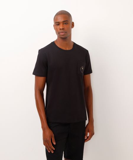 camiseta de moletinho coqueiro com bolso preta M camiseta de moletinho coqueiro com bolso preta M