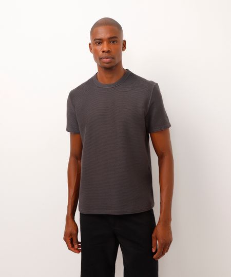 camiseta de algodão texturizada cinza PP