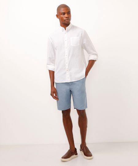 bermuda de alfaiataria com linho azul 38 bermuda de alfaiataria com linho azul 38