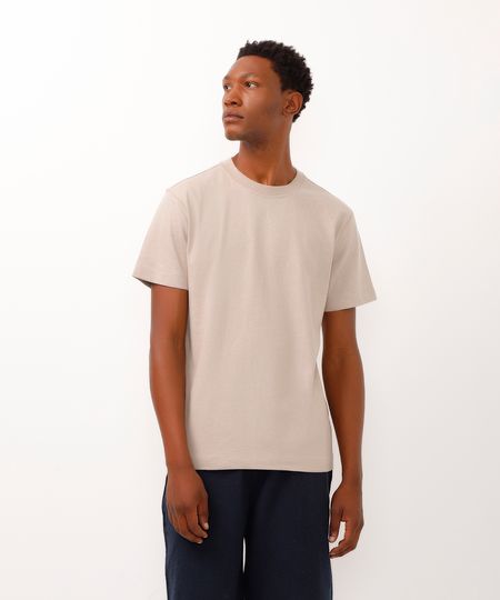 camiseta comfort com linho bege P camiseta comfort com linho bege P