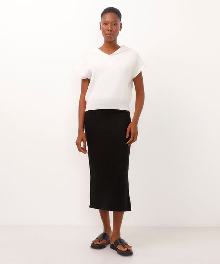 saia de tricot midi preta GG saia de tricot midi preta GG