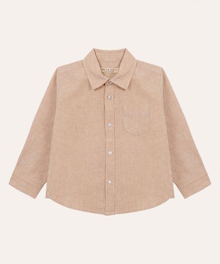 camisa com linho infantil bege 3 camisa com linho infantil bege 3