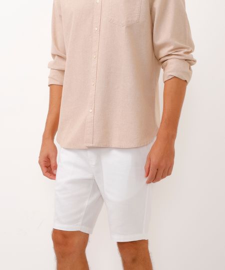 bermuda de sarja cós elástico com bolso branco 44 bermuda de sarja cós elástico com bolso branco 44