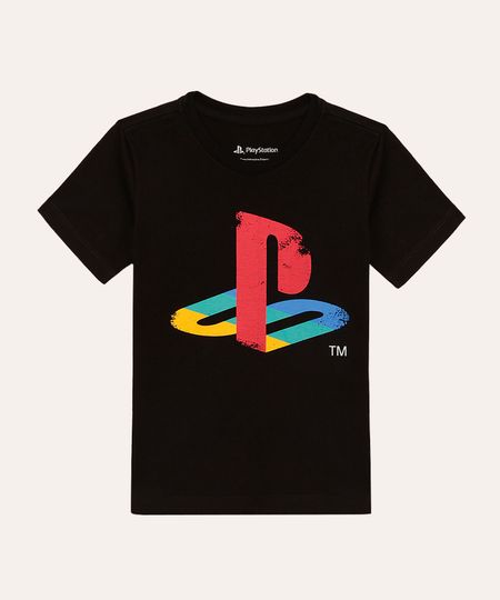 camiseta de algodão infantil playstation preta 6