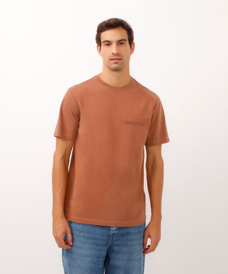 camiseta de algodão manga curta explore further laranja M