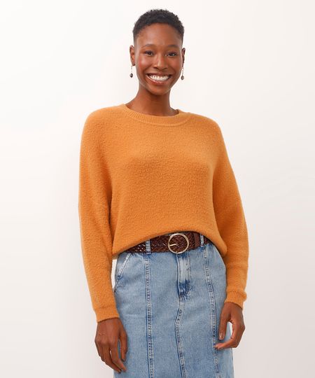 suéter cropped de tricot manga ampla bege GG suéter cropped de tricot manga ampla bege GG