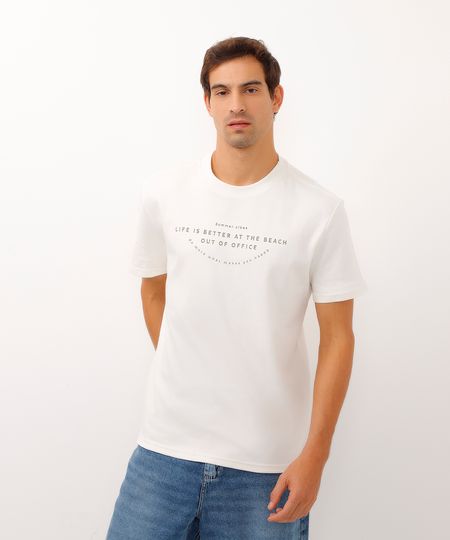 camiseta de algodão manga curta summer vibes off white PP