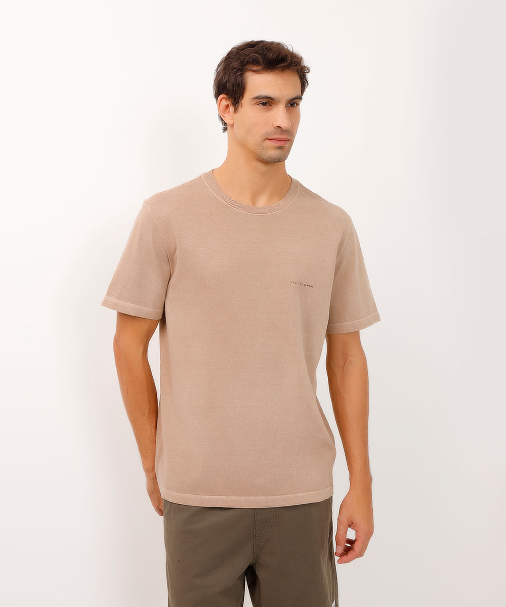 camiseta de algodão manga curta tropicus summer marrom