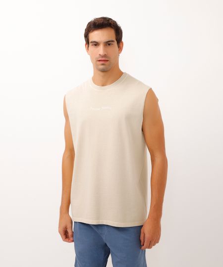 regata machão de moletinho summer essence bege PP regata machão de moletinho summer essence bege PP