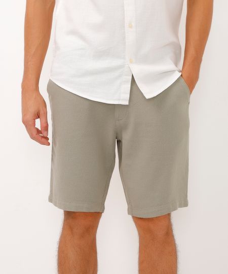 bermuda reta com linho verde 38 bermuda reta com linho verde 38