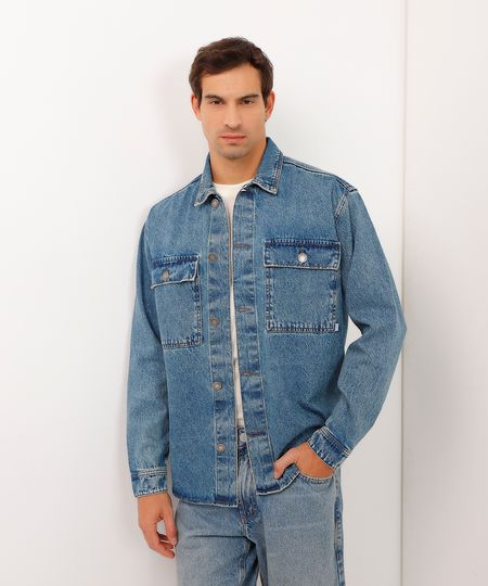 jaqueta oversized jeans bourbon azul M