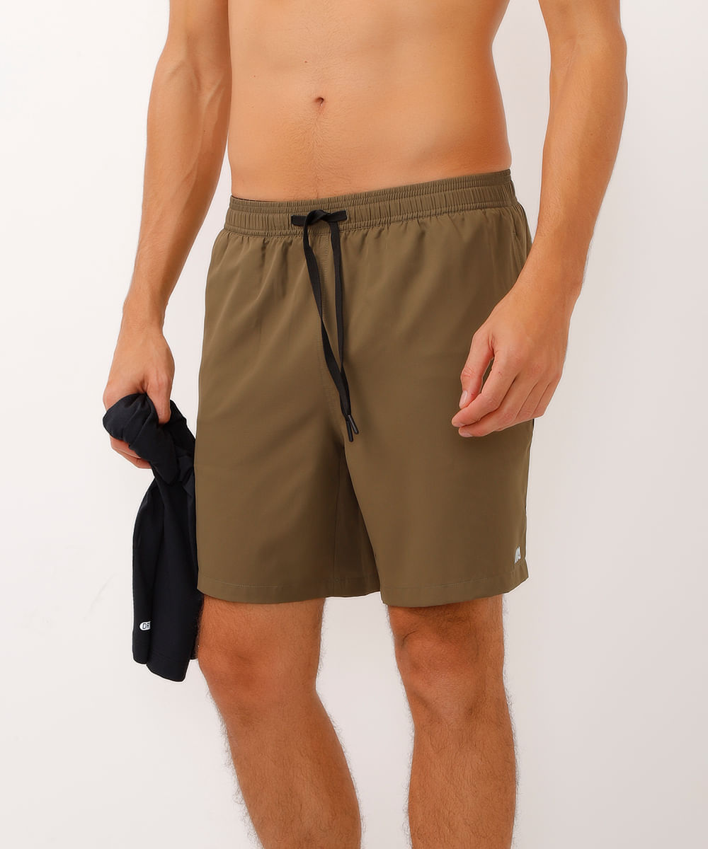 short reto com cós duplo esportivo ace verde militar