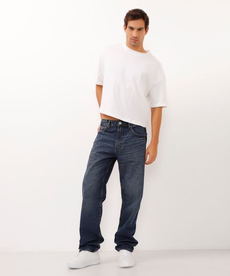 calça reta jeans azul 42