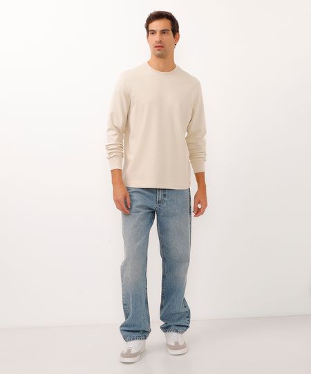 calça jeans reta azul 42