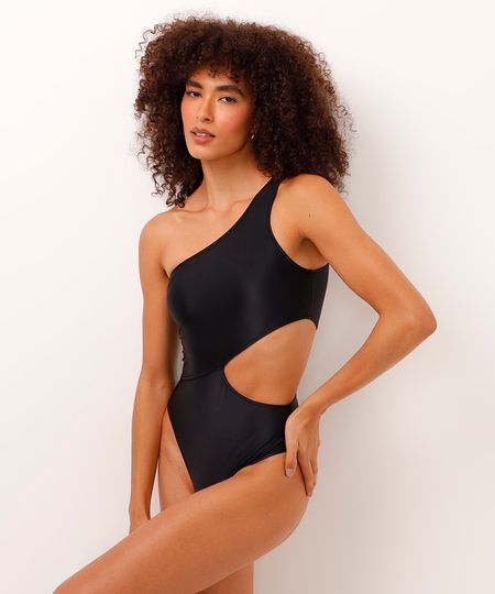 maiô ombro único com recortes preto GG maiô ombro único com recortes preto GG