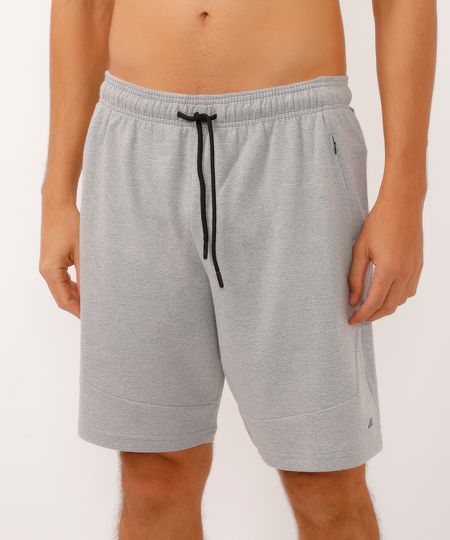 bermuda reta de moletom com bolsos esportiva ace cinza G