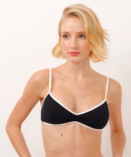 biquíni top triângulo texturizado proteção uv preto P biquíni top triângulo texturizado proteção uv preto P