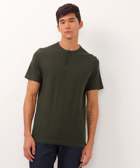 polo gola padre com botão piquet verde P