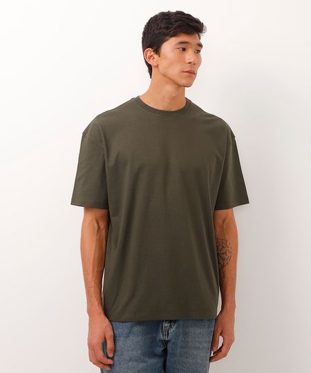 camiseta oversized de algodão peruano verde P