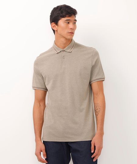 polo básica tradicional piquet bege M